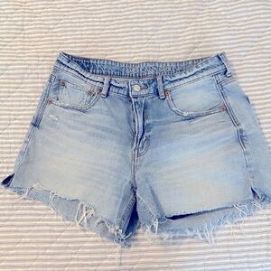 American Eagle Outfitters Light Blue Frayed Jean Shorts